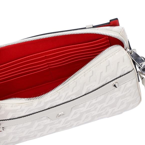 Christian Louboutin Ruby Town Messenger Bag Light Gray Red Jacquard - Picture 6 of 8